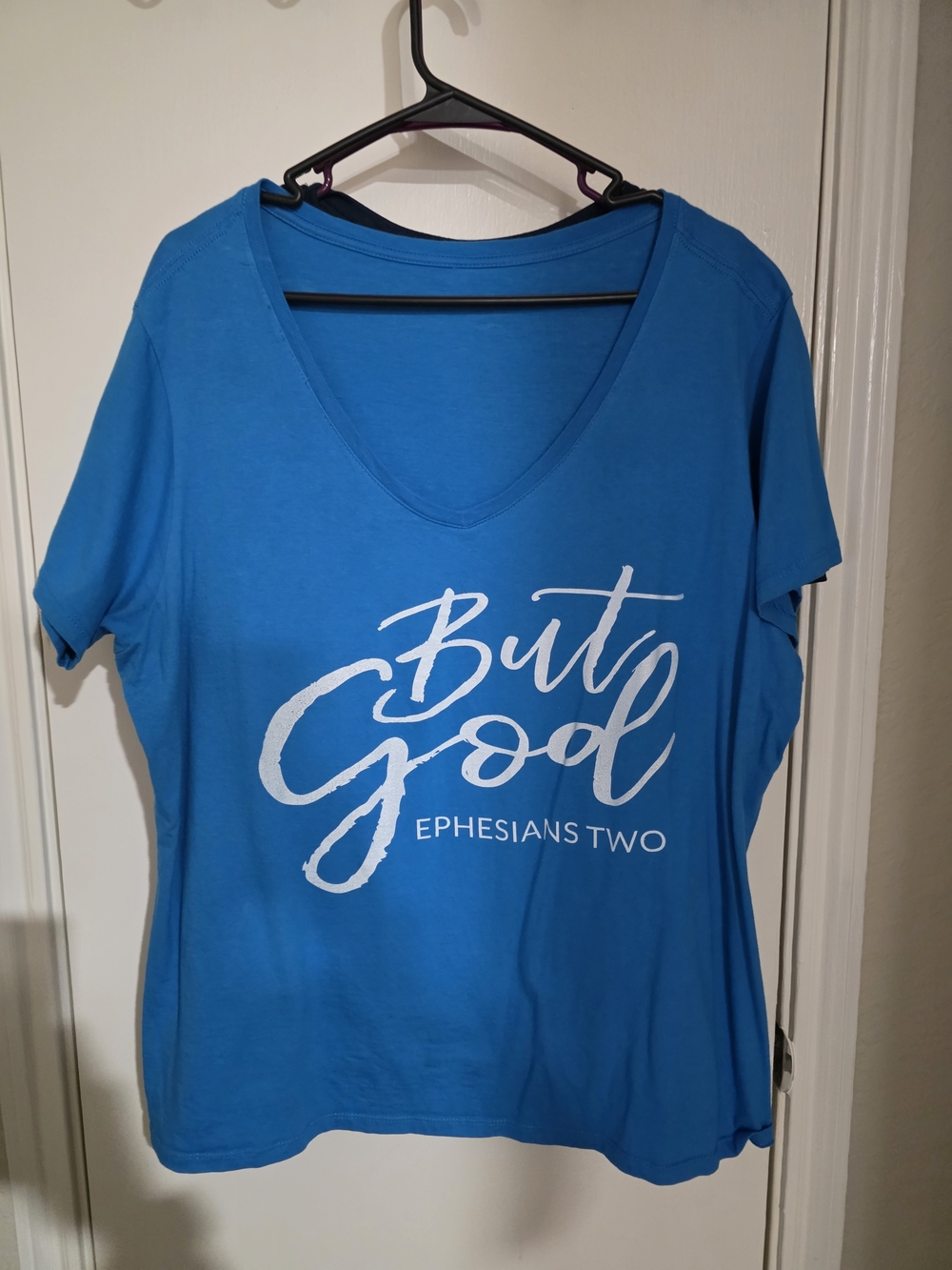 But God Ephesians Two V-Neck Women’s Top - Blue